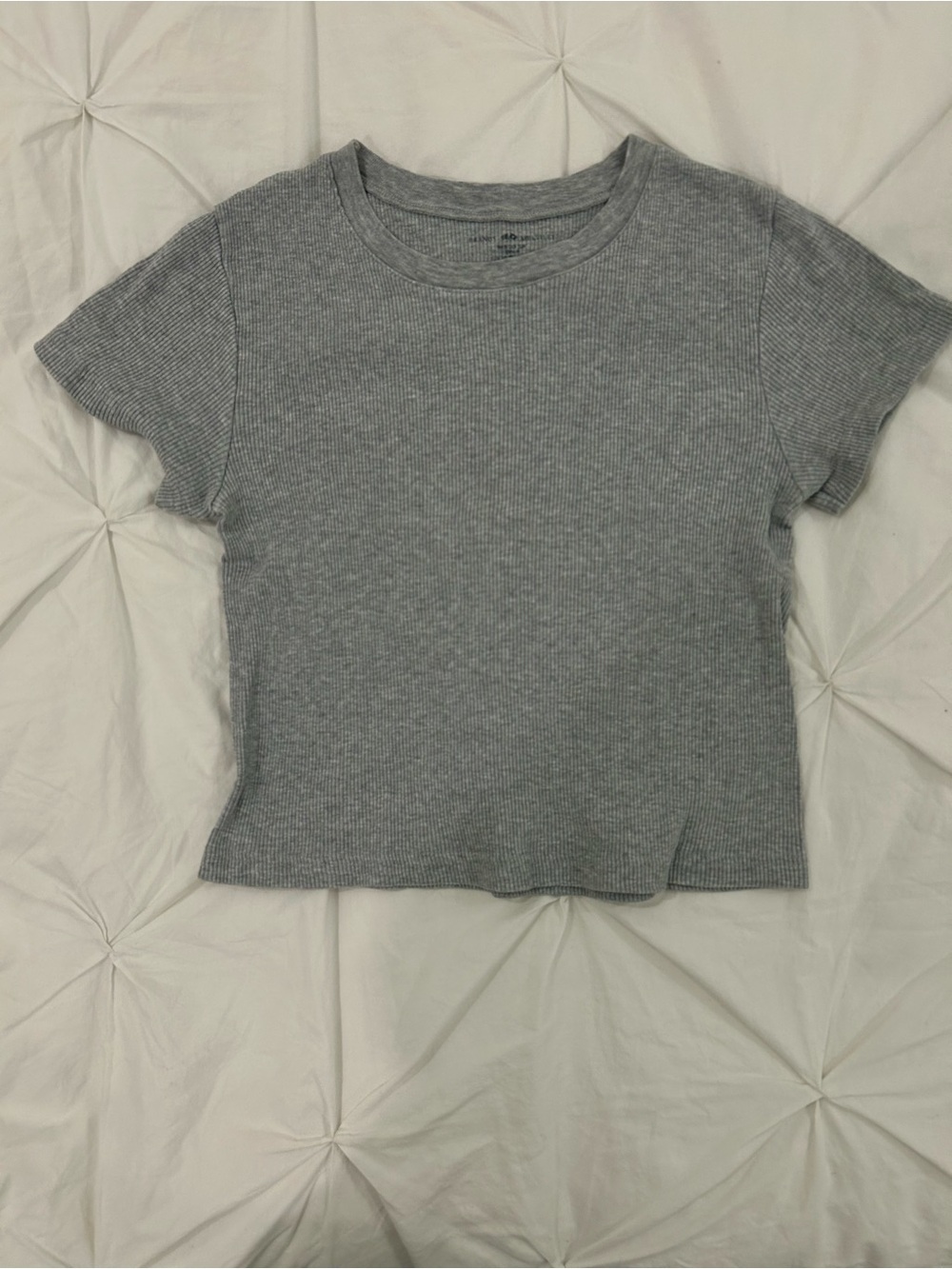 Brandy Melville Grey Ribbed Short Sleeve Top
